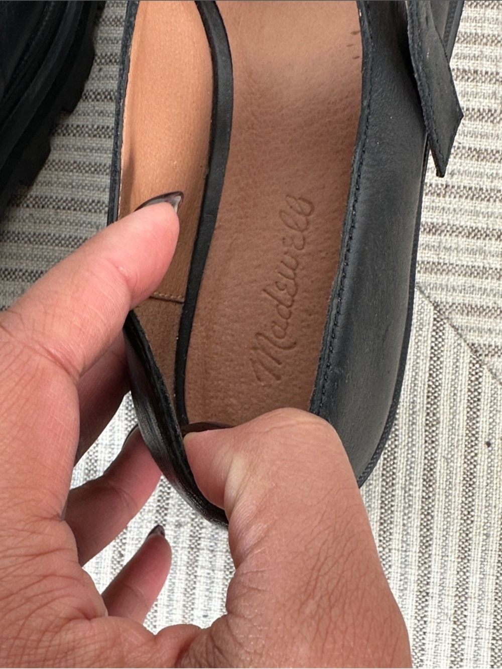 Madewell Leather Mary Jane Shoes Size 9 Black Chunky Lug Sole Buckle Flats - Picture 10 of 11